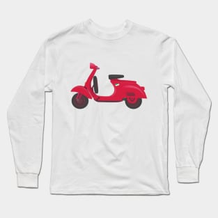 Vintage Red Italian Scooter with "Italian Heart " Sticker, under the Seat Long Sleeve T-Shirt